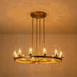 Load image into Gallery viewer, LightFixturesUSA-12-Light Clear Glass Shade Wagon Wheel Chandelier-Chandelier-Black-