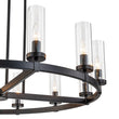Load image into Gallery viewer, LightFixturesUSA-12-Light Clear Glass Shade Wagon Wheel Chandelier-Chandelier-Black-