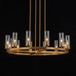 Load image into Gallery viewer, LightFixturesUSA-12-Light Clear Glass Shade Wagon Wheel Chandelier-Chandelier-Black-