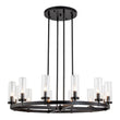 Load image into Gallery viewer, LightFixturesUSA-12-Light Clear Glass Shade Wagon Wheel Chandelier-Chandelier-Black-