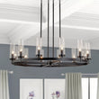 Load image into Gallery viewer, LightFixturesUSA-12-Light Clear Glass Shade Wagon Wheel Chandelier-Chandelier-Black-