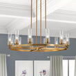 Load image into Gallery viewer, LightFixturesUSA-12-Light Clear Glass Shade Wagon Wheel Chandelier-Chandelier-Brass-