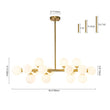 Load image into Gallery viewer, LightFixturesUSA - 16 - Light Milky White Glass Globe Linear Sputnik Chandelier - Chandelier - Black - 16 - Lt