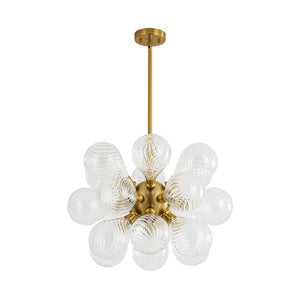LightFixturesUSA - 18 - Light Cluster Ribbed Glass Globe Bubble Chandelier - Chandelier - Clear Ribbed Glass -