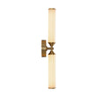 Load image into Gallery viewer, LightFixturesUSA - 2 - Light Ribbed Opal Glass Linear LED Vanity Wall Sconce - Wall Sconce - Brass -