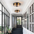 Load image into Gallery viewer, LightFixturesUSA - 2 - Light Water Glass Round Flush Mount Ceiling Light - Ceiling Light - Black -