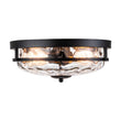 Load image into Gallery viewer, LightFixturesUSA - 2 - Light Water Glass Round Flush Mount Ceiling Light - Ceiling Light - Oil Rubbed Bronze -