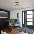 Load image into Gallery viewer, LightFixturesUSA - 3 - Light Black Brass Sputnik Semi Flush Mount - Ceiling Light - 3 - Lt -