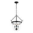 Load image into Gallery viewer, LightFixturesUSA - 3 - Light Clear Glass Bell Jar Lantern Pendant / Semi Flush - Ceiling Light - Black -