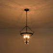 Load image into Gallery viewer, LightFixturesUSA - 3 - Light Clear Glass Bell Jar Lantern Pendant / Semi Flush - Ceiling Light - Black -