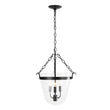 Load image into Gallery viewer, LightFixturesUSA - 3 - Light Clear Glass Bell Jar Lantern Pendant / Semi Flush - Ceiling Light - Black -