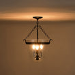 Load image into Gallery viewer, LightFixturesUSA - 3 - Light Clear Glass Bell Jar Lantern Pendant / Semi Flush - Ceiling Light - Black -