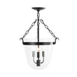 Load image into Gallery viewer, LightFixturesUSA - 3 - Light Clear Glass Bell Jar Lantern Pendant / Semi Flush - Ceiling Light - Black -