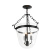 Load image into Gallery viewer, LightFixturesUSA - 3 - Light Clear Glass Bell Jar Lantern Pendant / Semi Flush - Ceiling Light - Black -