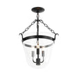 Load image into Gallery viewer, LightFixturesUSA - 3 - Light Clear Glass Bell Jar Lantern Pendant / Semi Flush - Ceiling Light - Brass -