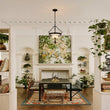Load image into Gallery viewer, LightFixturesUSA - 3 - Light Clear Glass Bell Jar Lantern Pendant / Semi Flush - Ceiling Light - Brass -
