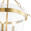 Load image into Gallery viewer, LightFixturesUSA - 3 - Light Clear Glass Bell Jar Lantern Pendant / Semi Flush - Ceiling Light - Brass -