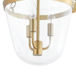 Load image into Gallery viewer, LightFixturesUSA - 3 - Light Clear Glass Bell Jar Lantern Pendant / Semi Flush - Ceiling Light - Brass -