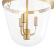 Load image into Gallery viewer, LightFixturesUSA - 3 - Light Clear Glass Bell Jar Lantern Pendant / Semi Flush - Ceiling Light - Brass -