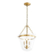 Load image into Gallery viewer, LightFixturesUSA - 3 - Light Clear Glass Bell Jar Lantern Pendant / Semi Flush - Ceiling Light - Brass -