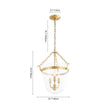 Load image into Gallery viewer, LightFixturesUSA - 3 - Light Clear Glass Bell Jar Lantern Pendant / Semi Flush - Ceiling Light - Brass -