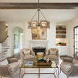 Load image into Gallery viewer, LightFixturesUSA - 3 - Light Farmhouse Open Aged Wood Drum Pendant Light - Chandelier - 3 - Light -