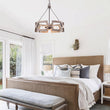 Load image into Gallery viewer, LightFixturesUSA - 3 - Light Farmhouse Open Aged Wood Drum Pendant Light - Chandelier - 3 - Light -