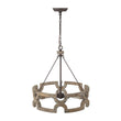 Load image into Gallery viewer, LightFixturesUSA - 3 - Light Farmhouse Open Aged Wood Drum Pendant Light - Chandelier - 3 - Light -