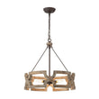 Load image into Gallery viewer, LightFixturesUSA - 3 - Light Farmhouse Open Aged Wood Drum Pendant Light - Chandelier - 3 - Light -