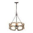 Load image into Gallery viewer, LightFixturesUSA - 3 - Light Farmhouse Open Aged Wood Drum Pendant Light - Chandelier - 3 - Light -