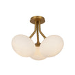 Load image into Gallery viewer, LightFixturesUSA - 3 - Light Opal Glass Sphere Semi Flush Mount Light - Ceiling Light - Brass -
