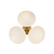 Load image into Gallery viewer, LightFixturesUSA - 3 - Light Opal Glass Sphere Semi Flush Mount Light - Ceiling Light - Brass -
