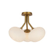 Load image into Gallery viewer, LightFixturesUSA - 3 - Light Opal Glass Sphere Semi Flush Mount Light - Ceiling Light - Brass -