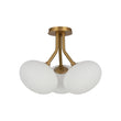 Load image into Gallery viewer, LightFixturesUSA - 3 - Light Opal Glass Sphere Semi Flush Mount Light - Ceiling Light - Brass -