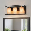 Load image into Gallery viewer, LightFixturesUSA - 3 - light Rectangular Black Frame Linen Wall Sconce - Wall Sconce - 20 in -