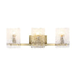 Load image into Gallery viewer, LightFixturesUSA - 3 - Light Water Glass Square Panel Brass Vanity Wall Sconce - Wall Sconce - Brass -