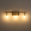 Load image into Gallery viewer, LightFixturesUSA - 3 - Light Water Glass Square Panel Brass Vanity Wall Sconce - Wall Sconce - Brass -