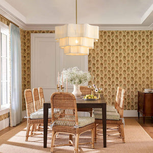 LightFixturesUSA - 3 - Tier Beige Woven Thread Round Cage Pendant Light - Chandelier - Beige -