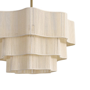 LightFixturesUSA - 3 - Tier Beige Woven Thread Round Cage Pendant Light - Chandelier - Beige -