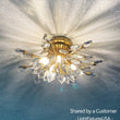 Load image into Gallery viewer, LightFixturesUSA - 4 - Light Bloom Crystal Leaf Semi Flush Mount Light - Ceiling Light - Nickel -