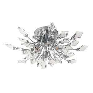 LightFixturesUSA-4-Light Bloom Crystal Leaf Semi Flush Mount Light-Ceiling Light-Nickel-