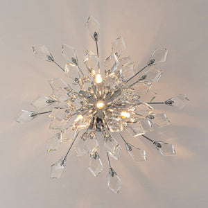 LightFixturesUSA-4-Light Bloom Crystal Leaf Semi Flush Mount Light-Ceiling Light-Nickel-
