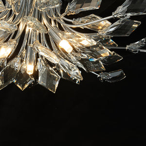 LightFixturesUSA-4-Light Bloom Crystal Leaf Semi Flush Mount Light-Ceiling Light-Nickel-