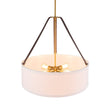 Load image into Gallery viewer, LightFixturesUSA - 4 - Light Brass White Linen Wide Drum Cage Pendant Light - Chandelier - 24.8 in. -