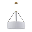 Load image into Gallery viewer, LightFixturesUSA - 4 - Light Brass White Linen Wide Drum Cage Pendant Light - Chandelier - 24.8 in. -