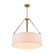 Load image into Gallery viewer, LightFixturesUSA - 4 - Light Brass White Linen Wide Drum Cage Pendant Light - Chandelier - 24.8 in. -