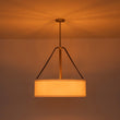 Load image into Gallery viewer, LightFixturesUSA - 4 - Light Brass White Linen Wide Drum Cage Pendant Light - Chandelier - 24.8 in. -