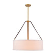 Load image into Gallery viewer, LightFixturesUSA - 4 - Light Brass White Linen Wide Drum Cage Pendant Light - Chandelier - 24.8 in. -