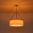 Load image into Gallery viewer, LightFixturesUSA - 4 - Light Brass White Linen Wide Drum Cage Pendant Light - Chandelier - 24.8 in. -