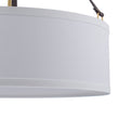 Load image into Gallery viewer, LightFixturesUSA - 4 - Light Brass White Linen Wide Drum Cage Pendant Light - Chandelier - 24.8 in. -